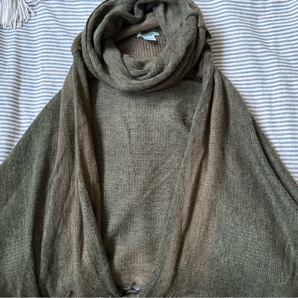 Nostalgia Woman’s Olive Cowl Neck Sweater/poncho